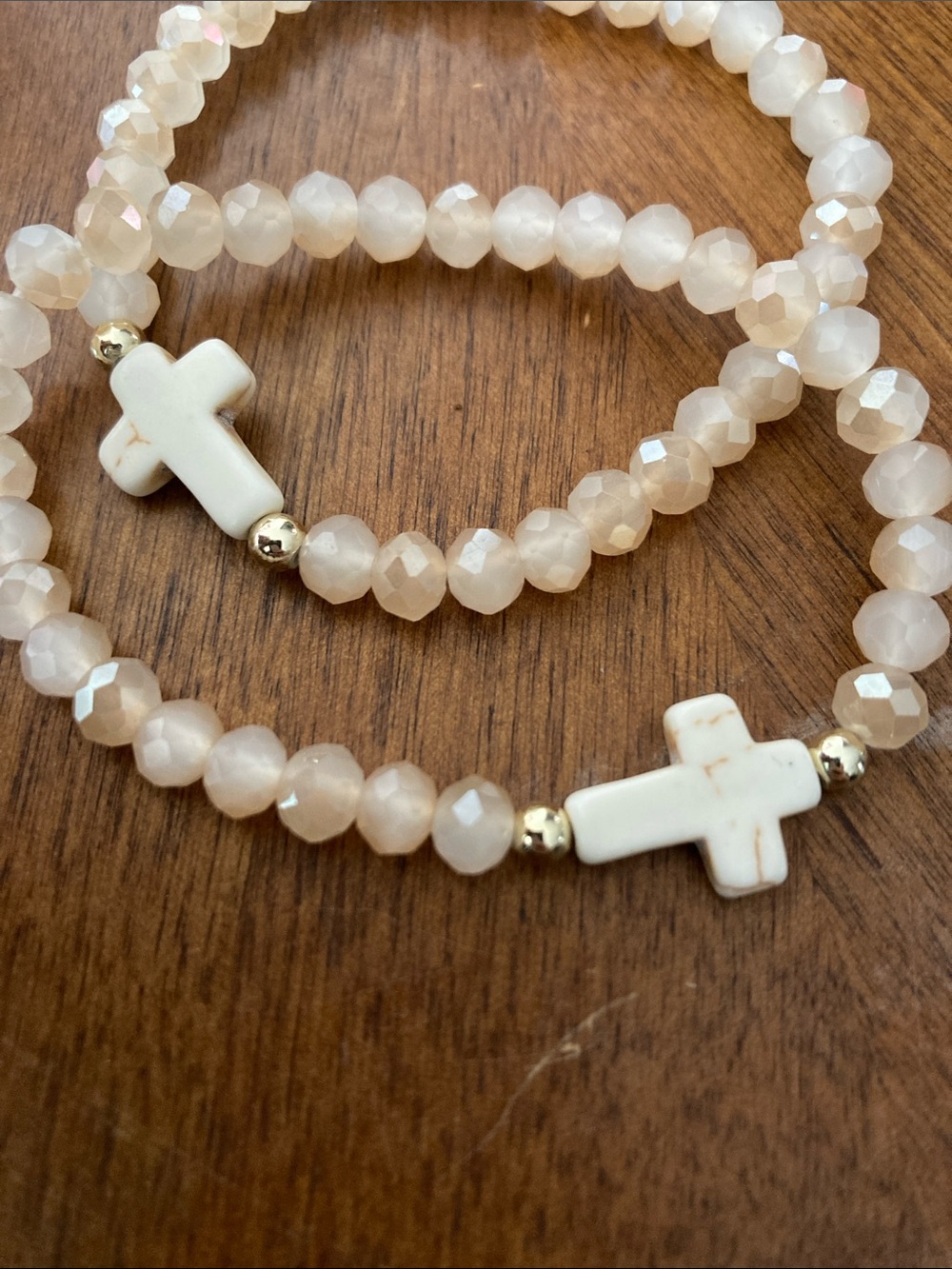 4/$20 bundle and save
Delicate White Beaded Cross Stretch Bracelets (set of 2) - Picture 2 of 2